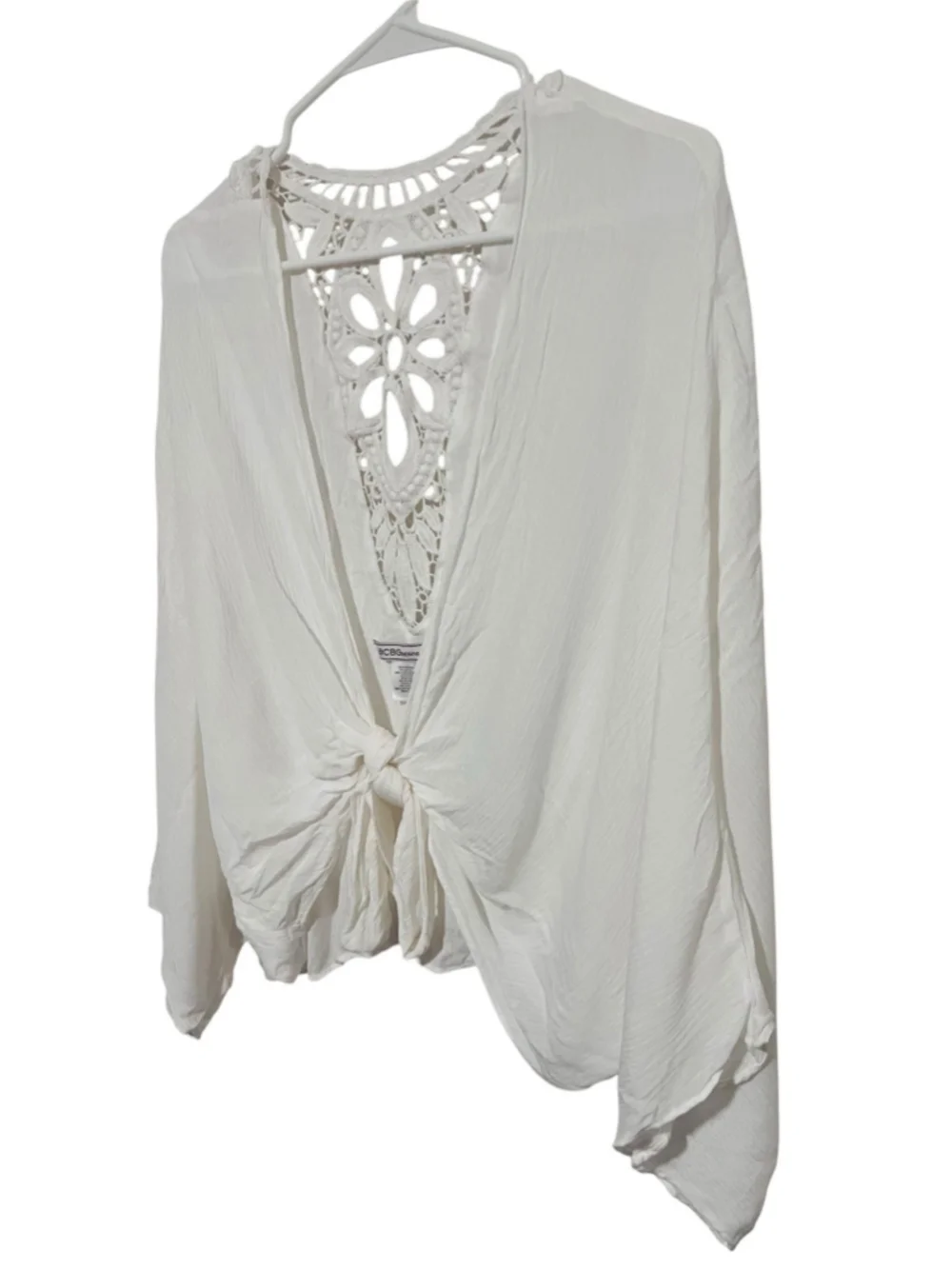 BCBG Generation Lightweight Dolman Kimono Large Wrap Shawl Tie Front Lace Back